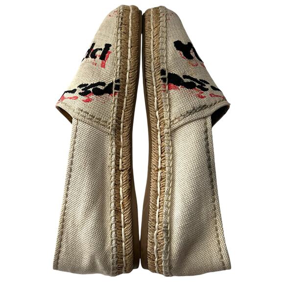 PRADA Embroidered Logo Canvas Espadrille EU 38 US 8 Beige Slip On Flats - Picture 6 of 12